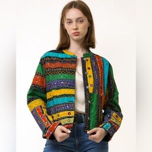 Chicos Vintage Embroidered Patchwork Jacket